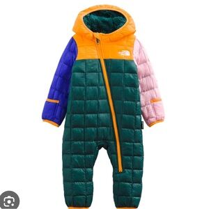The North Face Orange and Blue Snowsuit 18-24 months like new condition